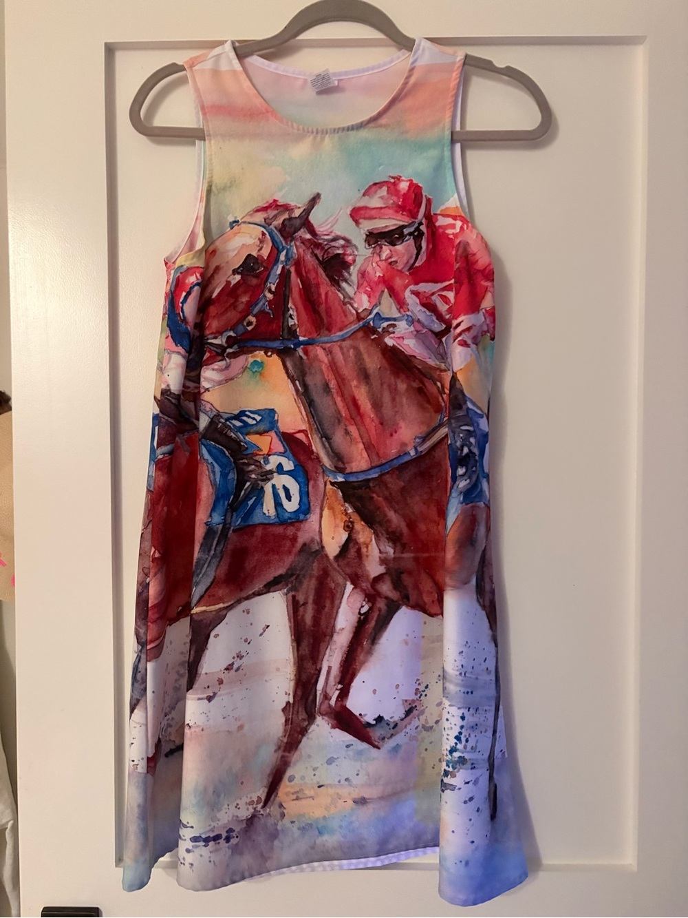 Women’s Multicolor Horse Racing Print Tank Dress